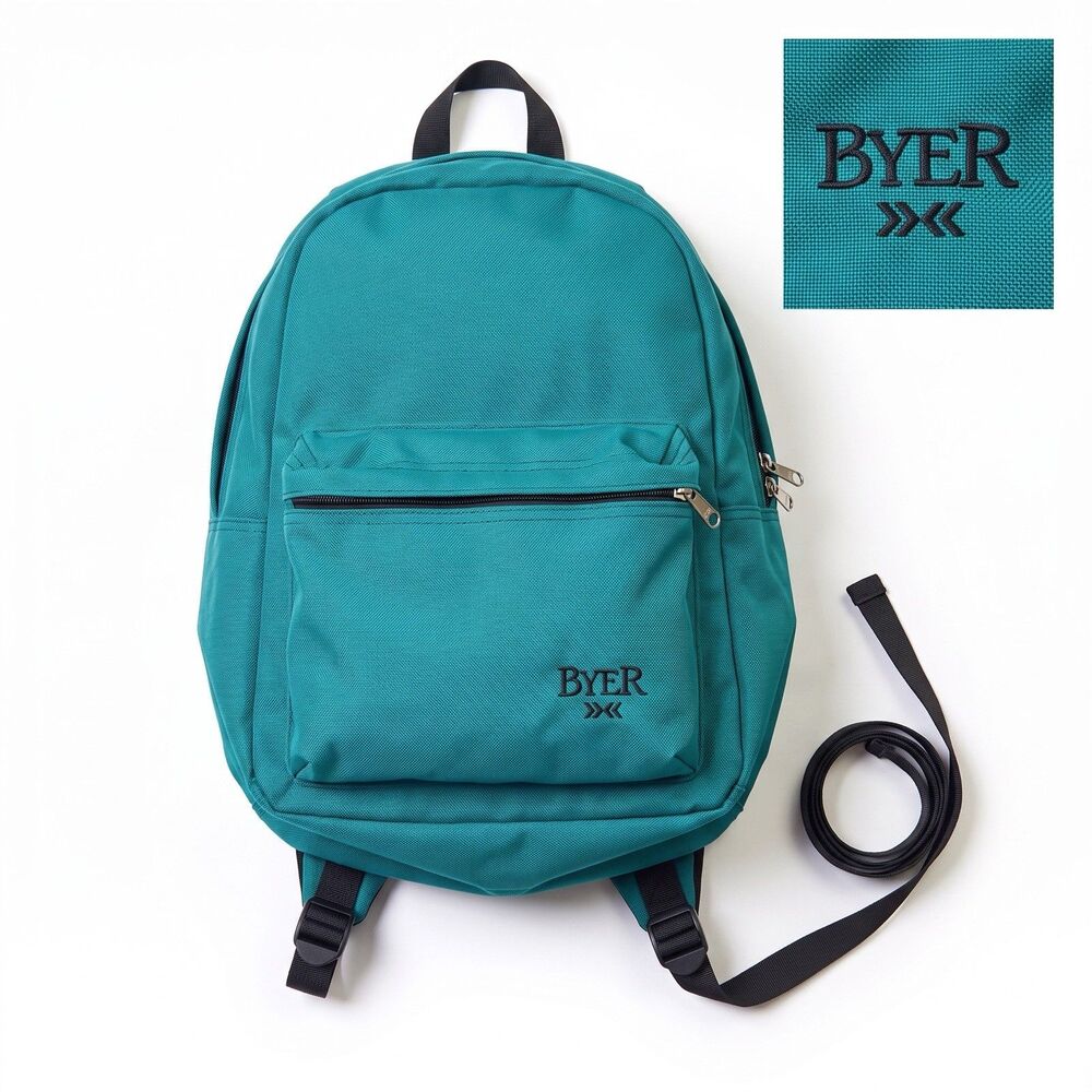 Vintage 80s Byer of Maine Classic Canvas/Cordura Daypack Backpack Teal Medium
